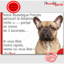 Bouledogue Français, plaque "distance Niche - Portail" 24 cm 3SEC