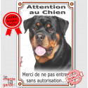 Rottweiler, Plaque verticale "Attention au Chien" 24 cm D