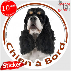 Cocker Américain, autocollant rond "Chien à Bord" 14 cm