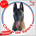 Malinois, Sticker rond "Chien de Sport" 14 cm