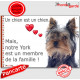 Yorkshire terrier, Plaque Portail "un chien est un membre de la famille" pancarte, affiche panneau cadre photo York