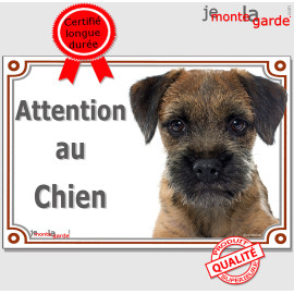 Border Terrier, plaque portail "Attention au Chien" photo, résiste pluie soleil gel, idée cadeau