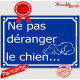 Attention, Ne Pas Déranger le Chien... Plaque bleu portail humour marrant drôle panneau affiche pancarte