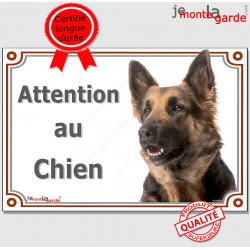 Berger Allemand à poils mi-longs Tête, plaque portail "Attention au Chien" pancarte panneau photo