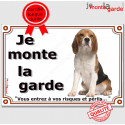 Beagle, plaque portail "Je Monte la Garde" 24 cm