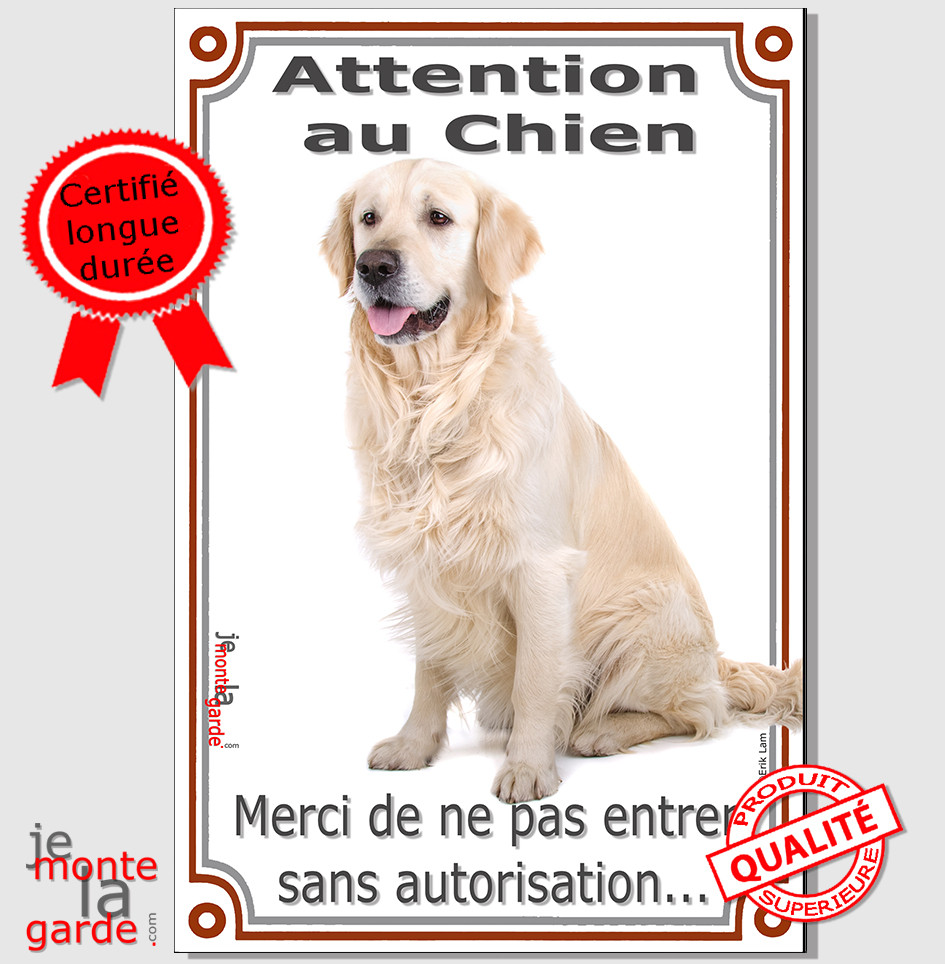 Achetez sur  votre Panneau Attention au chien Golden retriever