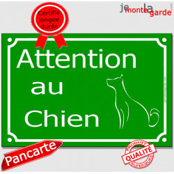 Plaque Portail "Attention au Chien" Rue Vert Gazon 2 tailles C