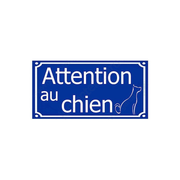 Attention au Chien, Plaque de Rue Bleu Marine foncé panneau affiche pancarte portail