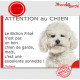plaque portail humour "Attention au Chien, notre Bichon Frisé garde est une sonnette" pancarte photo