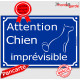 "Attention Chien Imprévisible" Plaque bleu portail humour marrant drôle panneau affiche pancarte