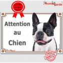 Boston Terrier, plaque portail "Attention au Chien" 2 tailles LUX D