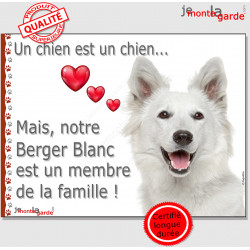 Berger Blanc Suisse Tête, sticker autocollant "Love" 16 cm intérieur/Extérieur membre de la famille coeur idée cadeau
