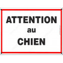 Plaque Portail "Attention au Chien" Liseré Rouge 3 tailles ECO C