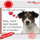 Jack Russell Tricolore, plaque "Un chien est Membre de la Famille" photo panneau idée cadeau cadre pancarte affiche