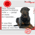 Rottweiler, plaque humour "distance Niche - Portail" 24 cm 3SEC