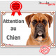 Boxer fauve, plaque portail "Attention au Chien" pancarte panneau photo Boxer marron orange