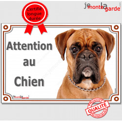 Boxer fauve, plaque portail "Attention au Chien" 2 tailles LUX D