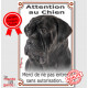 Cane Corso tout noir, plaque portail verticale "Attention au Chien, interdit sans autorisation" pancarte panneau photo