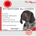 Braque Allemand, plaque humour "Jetez Vous au Sol, Attention au Chien" 24 cm