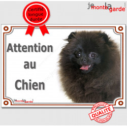 Spitz noir, plaque portail "Attention au Chien" 2 tailles LUX