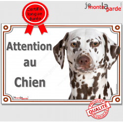 Dalmatien marron foie, plaque portail "Attention au Chien" pancarte panneau photo