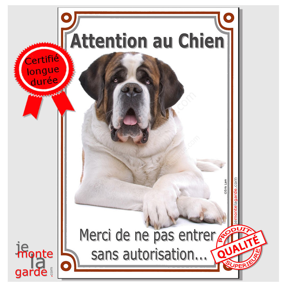 Plaque attention au chien - accessoire Saint Bernard