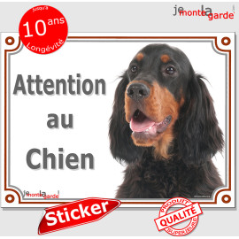 Setter Gordon, panneau autocollant "Attention au Chien" sticker photo adhésif, résiste à l'extérieur, fabriqué en France