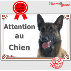 Berger Belge Malinois Tête, plaque portail "Attention au Chien" pancarte panneau photo race