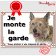 Berger Picard, plaque portail "Je Monte la Garde, risques et périls" pancarte attention au chien panneau photo
