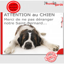 Plaque "Attention au Chien, ne pas déranger notre St-Bernard" 24 cm NPD