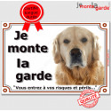 Golden Retriever, plaque portail "Je Monte la Garde" 24 cm LUX