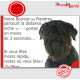 Bouvier des Flandres, plaque humour "parcourt distance Niche-Portail moins 3 secondes, rapide" pancarte photo attention au chien