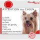 Plaque humour "Attention au Chien, notre York est une sonnette" panneau pancarte humour Yorkshire Terrier poils longs photo