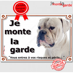 Bouledogue Américain, plaque portail "Je Monte la Garde" 2 tailles LUX D