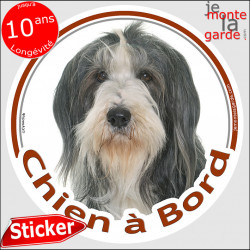 Bearded Collie, sticker voiture "Chien à Bord" 2 tailles
