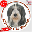 Bearded Collie noir et blanc, sticker voiture "Chien à Bord" 2 tailles