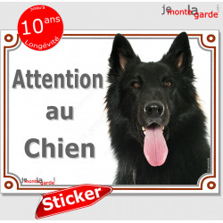 Berger Belge Groenendael noir, panneau autocollant "Attention au Chien" Pancarte sticker entrée photo adhésif