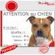 Staffie fauve marron, plaque portail humour "Attention au Chien Nombre de Voleurs, ballons, facteurs" pancarte drole staffy