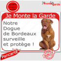 Dogue de Bordeaux, plaque rouge "Je Monte la Garde" 24 cm RED