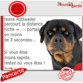 Plaque humour attention au chien parcourt Distance Niche-Portail, Rottweiler Tête, photo, résiste pluie soleil gel, idée cadeau