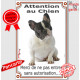 Bouledogue Français caille, plaque portail verticale "Attention au Chien, interdit sans autorisation" pancarte panneau photo