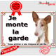 Podenco d'Ibiza, plaque portail "Je Monte la Garde, risques périls" pancarte panneau photo