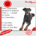 Dobermann, plaque humour "distance Niche - Portail" 24 cm 3SEC