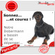 Pancarte portail Attention au Chien humour "Sonnez et courez, notre Dobermann a besoin de se dépenser" panneau photo drôle