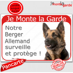 Berger Allemand , plaque rouge "Je Monte la Garde" 24 cm RED