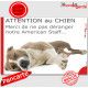 Plaque portail humour "Attention au Chien, Merci de ne pas déranger notre American Staff" pancarte photo drôle Amstaff fauve et