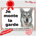 Chien-Loup Saarloos, plaque portail "je Monte la Garde" 24 cm LUX