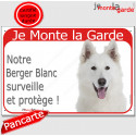 Berger Blanc, plaque portail rouge "Je Monte la Garde" 24 cm RED