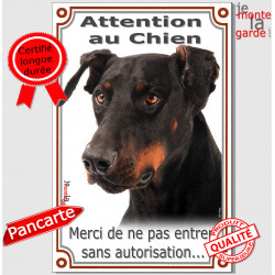Dobermann Tête, Plaque Portail vertical" "Attention au Chien, interdit sans autorisation" pancarte, affiche panneau photo