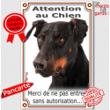 Dobermann, plaque verticale "Attention au Chien" 24 cm VL